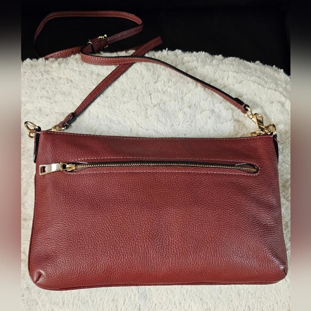 Coach Polly Pebbeled Grain Leather Crossbody in Maroon EUC - Picture 3 of 16